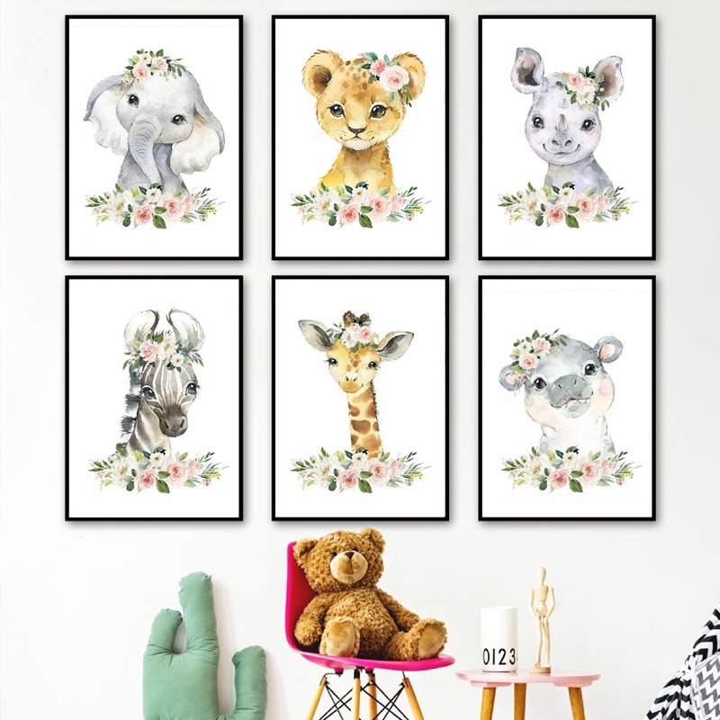 Baby Nursery Elephant - Impressões em tela de animais da