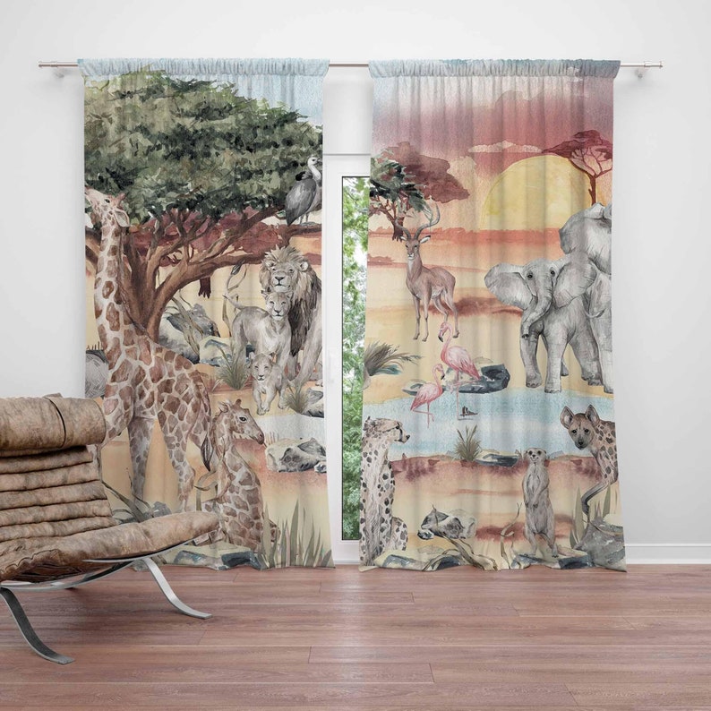 Baby Nursery Curtains - Safari animais cortina crianças quarto berçário
