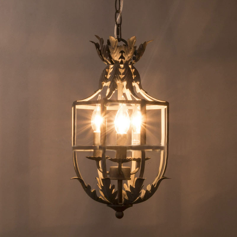 Baby Nursery Chandelier - Lustre Retro Cinza/Dourado com 3 Lâmpadas,