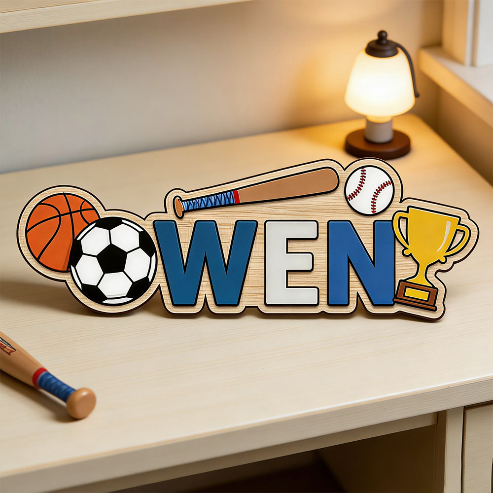 Baby Nursery Themes Boy - Placa de Madeira Personalizada com Nome