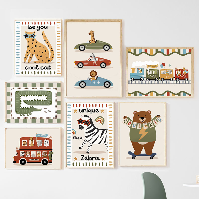 Baby Nursery Animal Prints - Arte de Parede Engraçada com Animais