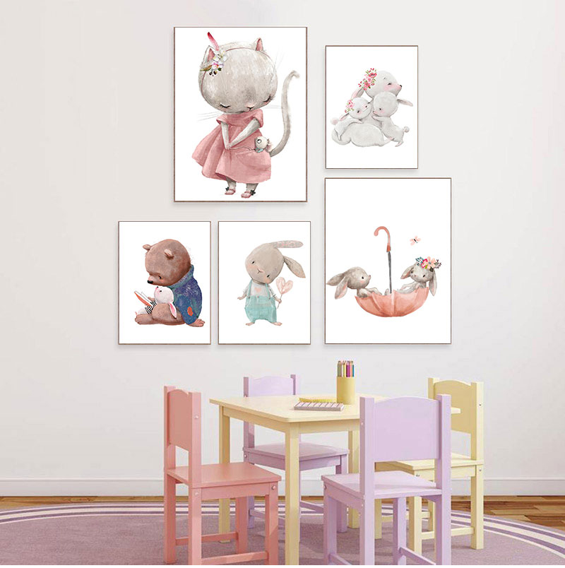 Baby Nursery Animal Prints - 1PC Impressão de Arte Decorativa Sem