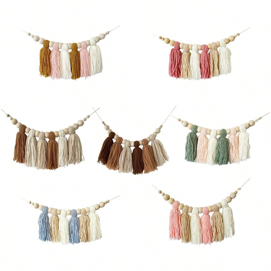 Baby Nursery Garland - Boho algodão borla guirlanda decoração de