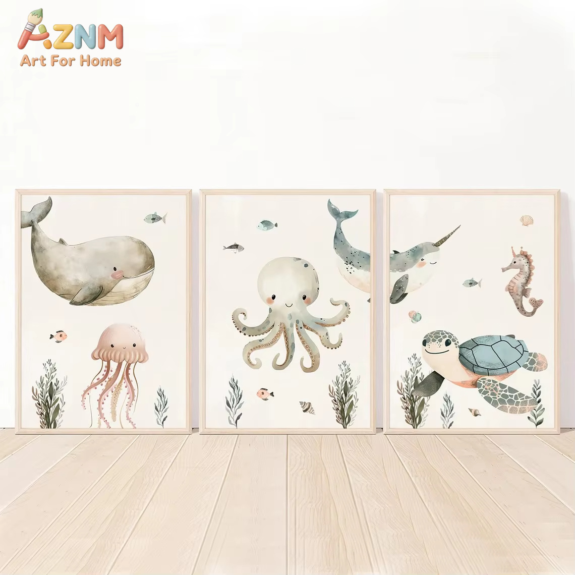 Baby Nursery Animal Prints - AZNM Quadro de Parede em Tela