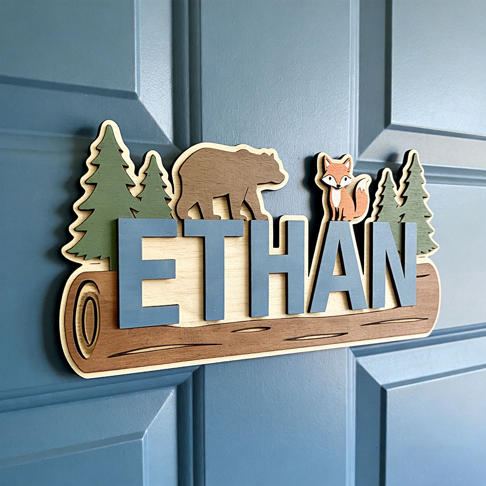 Baby Nursery Decorations - Placa de Madeira Personalizada com Nome