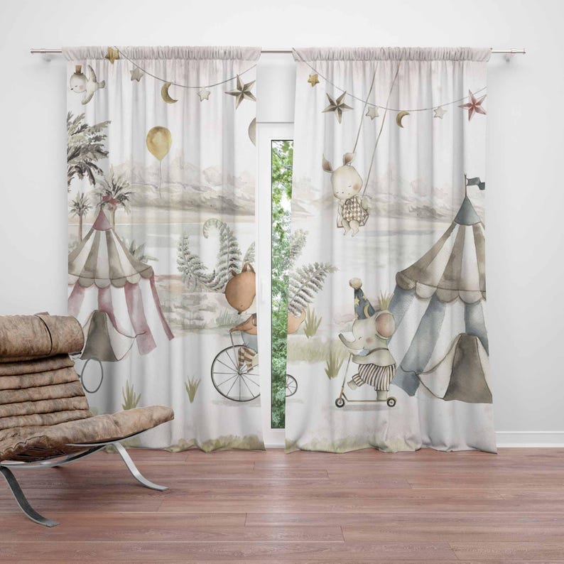Baby Nursery Curtains - Cortinas de animais de circo, cortinas
