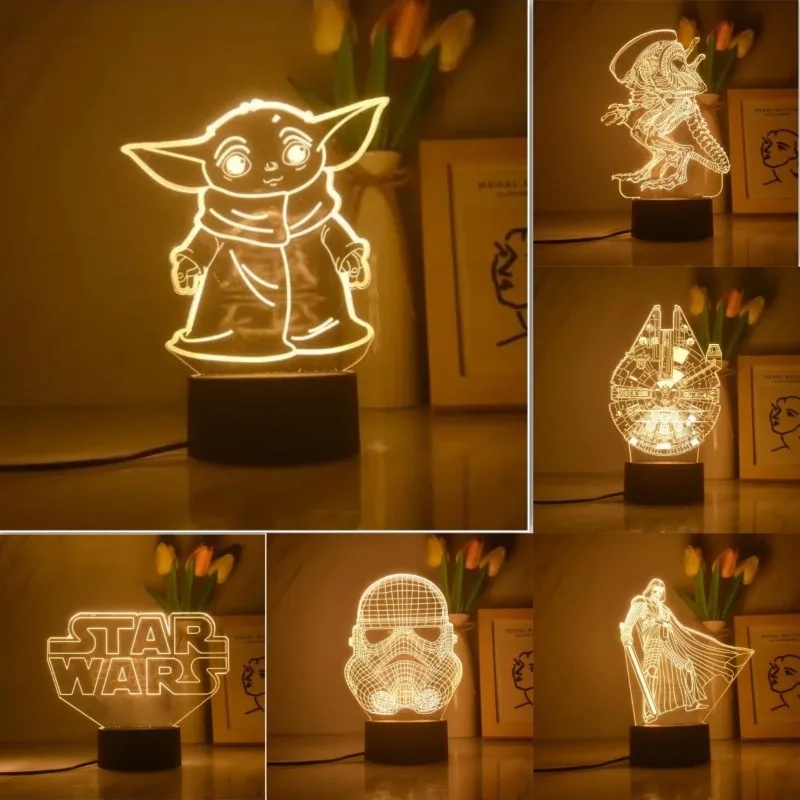 Baby Yoda Nursery - Lâmpada 3D de Anime Cartoon Yoda,