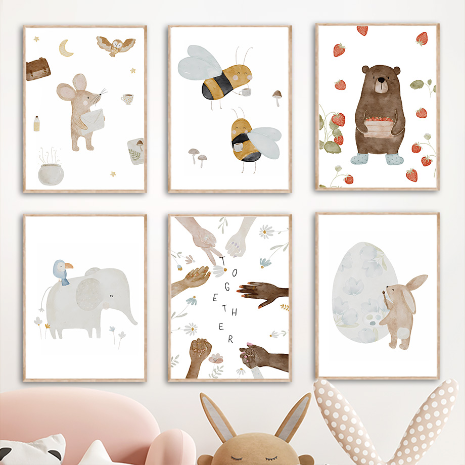 Baby Nursery Animal Prints - Pôsteres e impressões de animais boho: