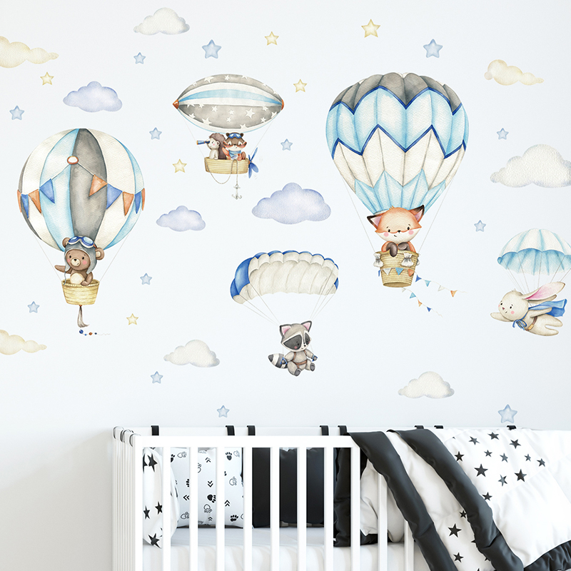 Baby Nursery Animal Prints - Adesivos de parede com balão de