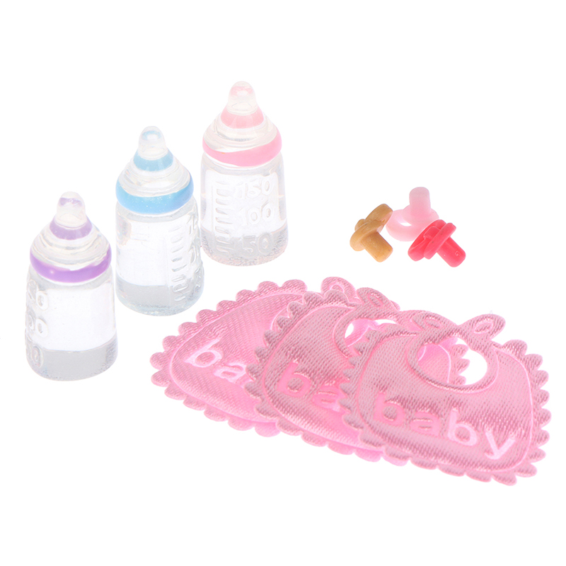 Baby Nursery Items - Miniatura Mamadeiras e Chupeta Bibs Set,