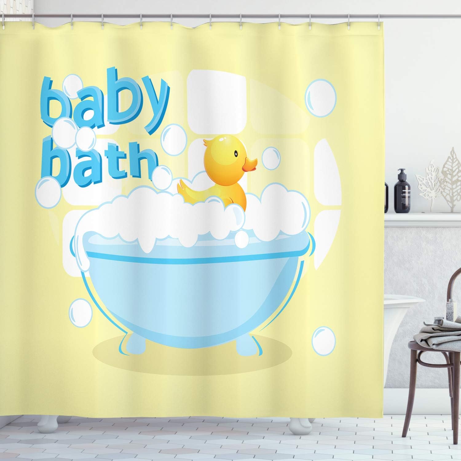 Baby Nursery Curtains - Cortina de Banho Amarela para Bebês