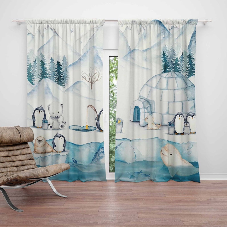 Baby Nursery Curtains - Animais árticos cortina do berçário crianças