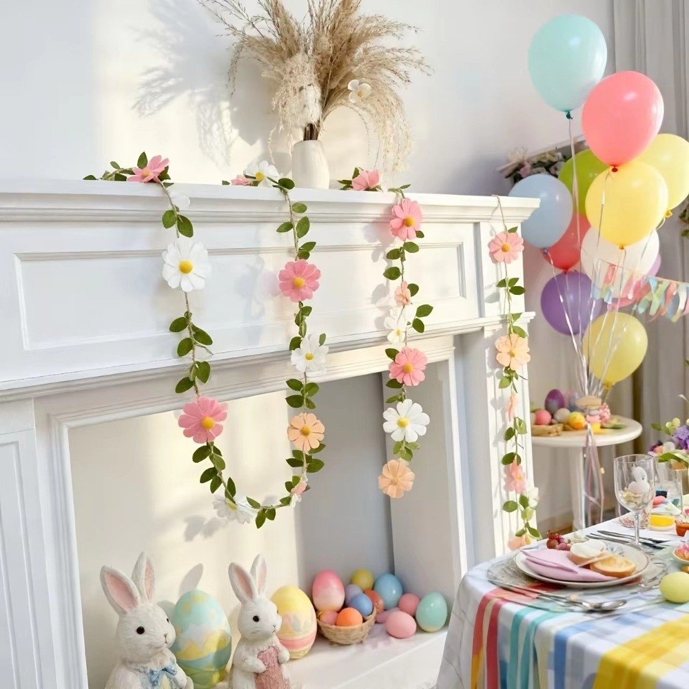 Baby Nursery Garland - Guirlanda de margaridas de feltro de
