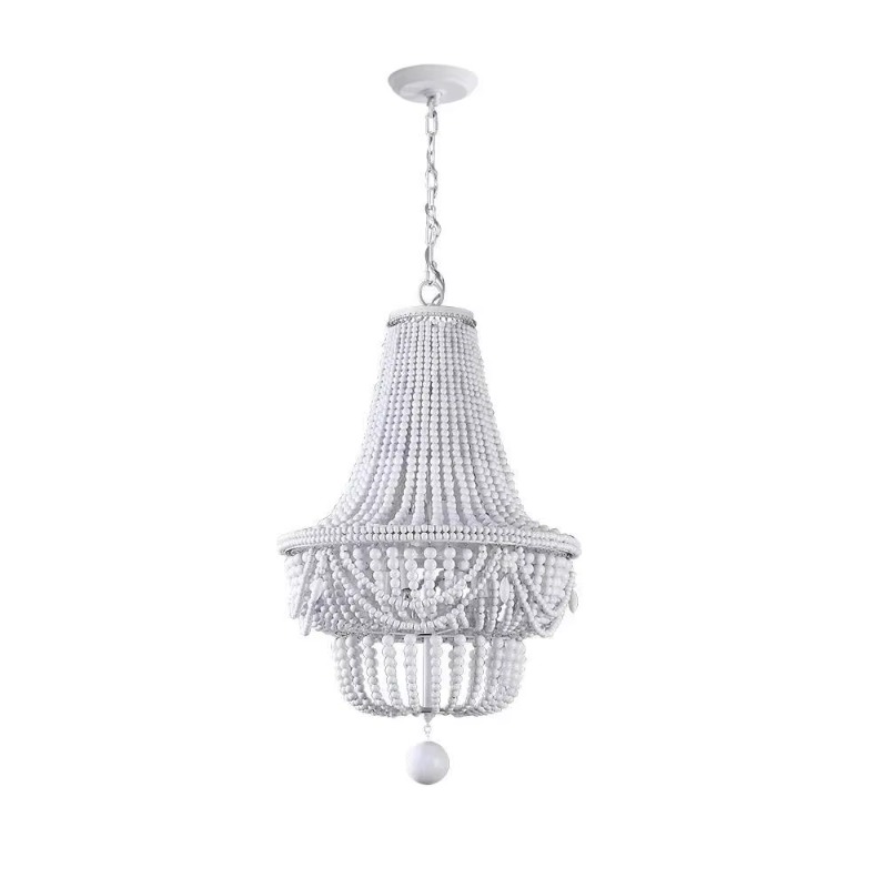Baby Nursery Chandelier - Lustre de Madeira com Contas, Luz