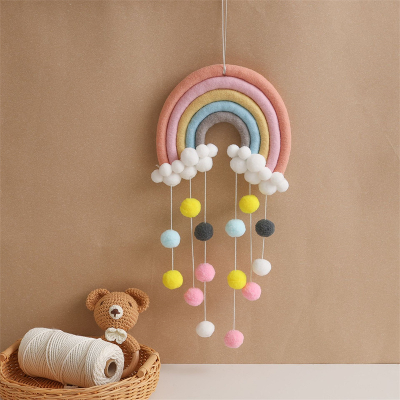Baby Nursery Garland - Nordic feltro tecido arco-íris bolas de