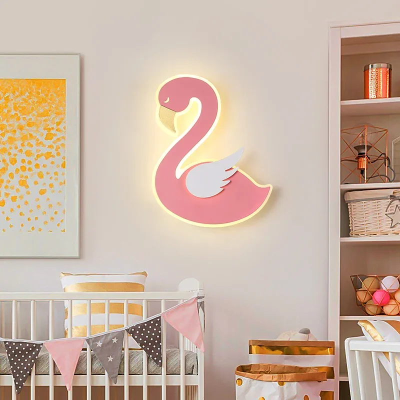 Baby Nursery Light Fixture - Luminária de Parede LED Flamingo, Arandela