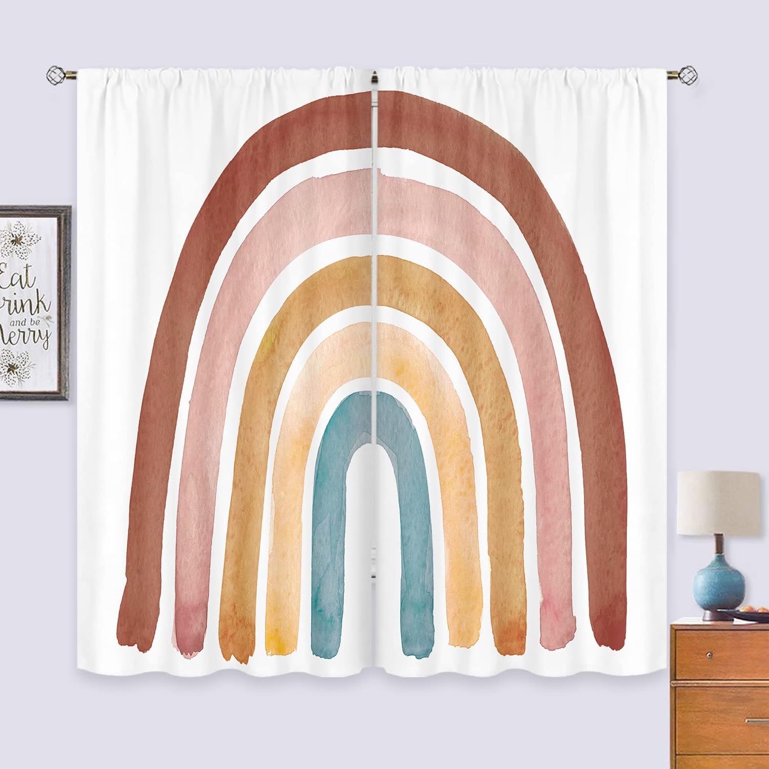Baby Nursery Vintage Decor - Crianças boho arco-íris cortinas para bebês