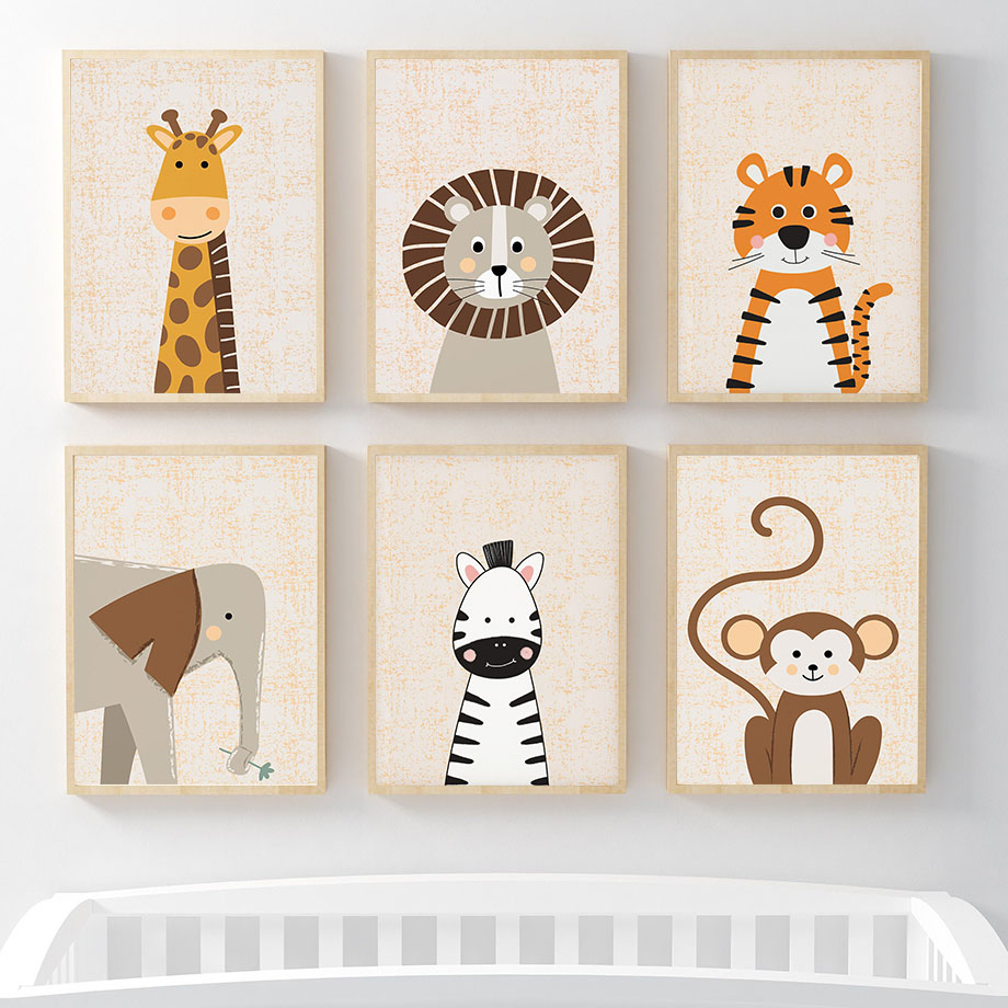 Baby Nursery Animal Prints - Arte de Parede para Quarto de