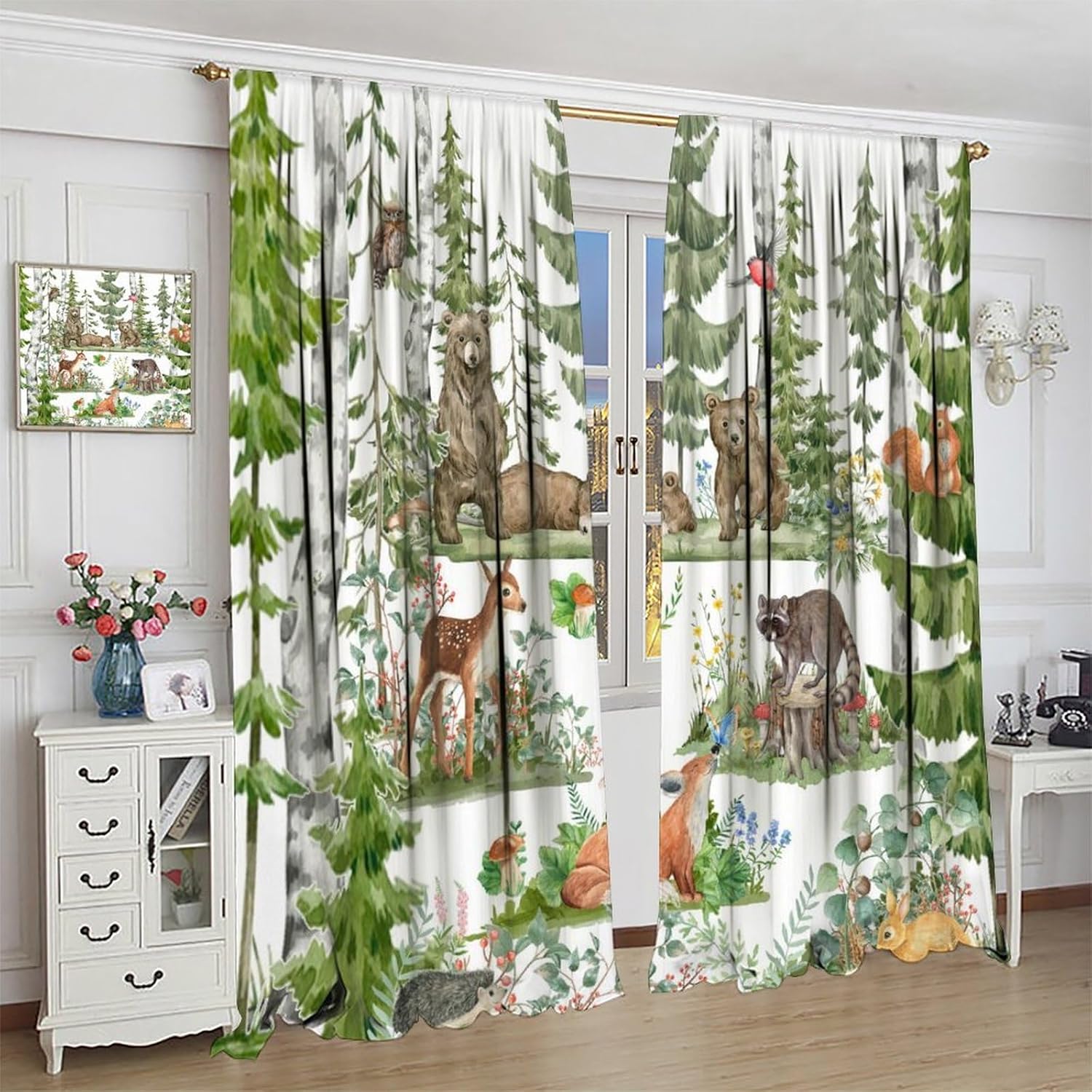 Baby Nursery Curtains - Cortinas de animais da floresta para