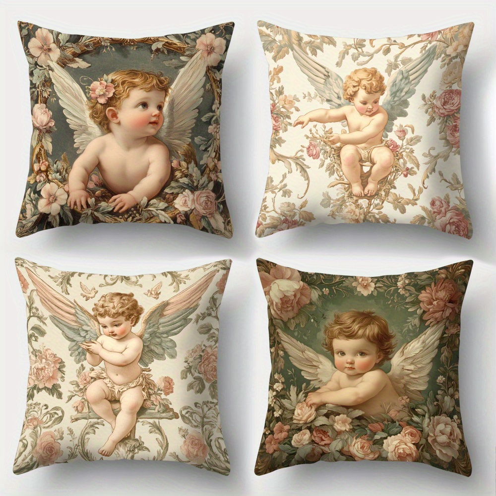 Baby Nursery Vintage Decor - Conjunto de 4 Capas de Almofada