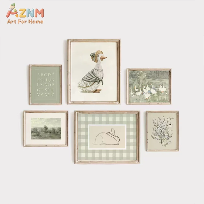 Baby Nursery Vintage Decor - AZNM Impressão em tela vintage de
