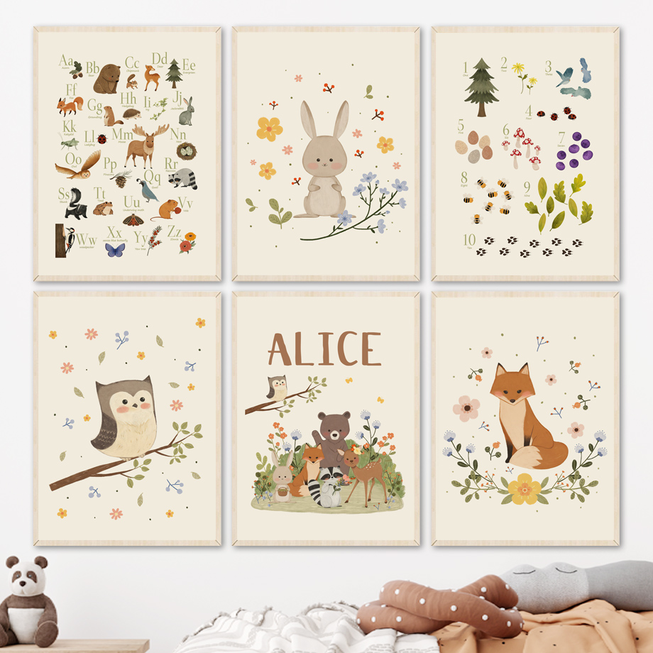 Baby Nursery Animal Prints - 1 peça de arte de parede