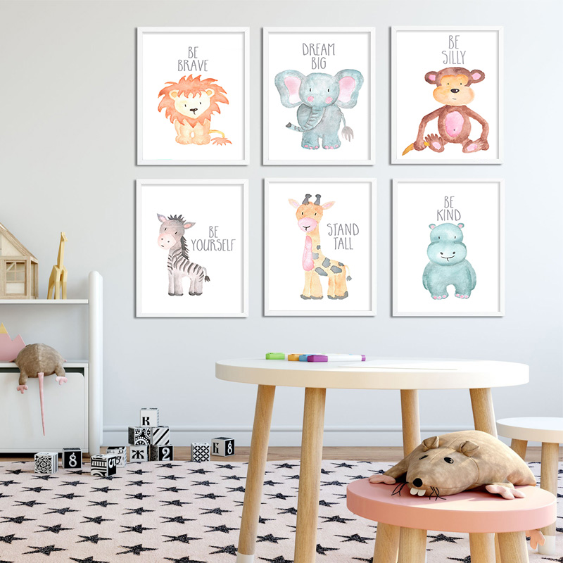 Baby Nursery Elephant - Bebê animal leão elefante girafa cartaz