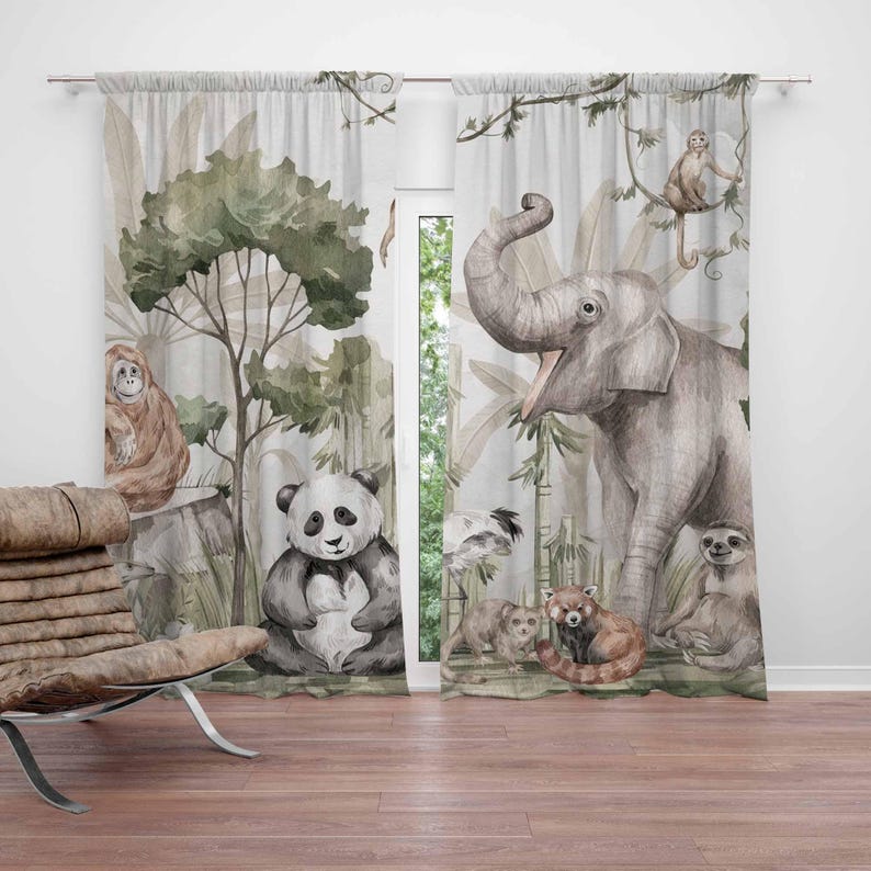 Baby Nursery Curtains - Safari animais cortinas crianças quarto sala