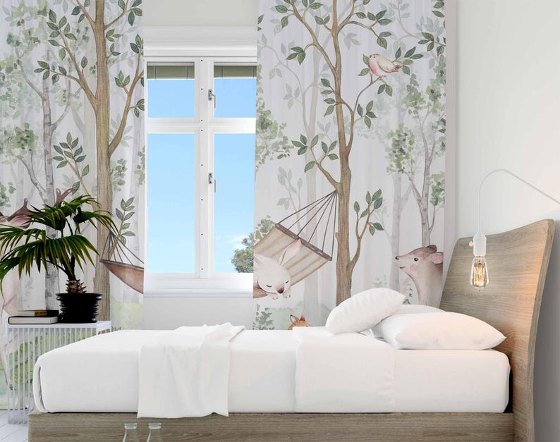 Cortinas de animais da florest - Baby Nursery Curtains avaliação e preço