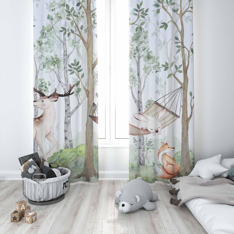 Cortinas de animais da florest - Baby Nursery Curtains avaliação e preço