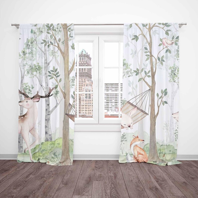 Cortinas de animais da florest - Baby Nursery Curtains avaliação e preço