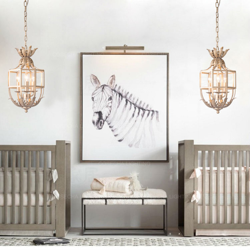 Lustre Retro Cinza/Dourado com - Baby Nursery Chandelier avaliação e preço
