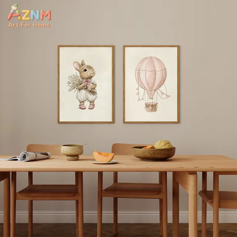 AZNM Boho Bunny Hot Air Balloo - Baby Nursery Vintage Decor avaliação e preço