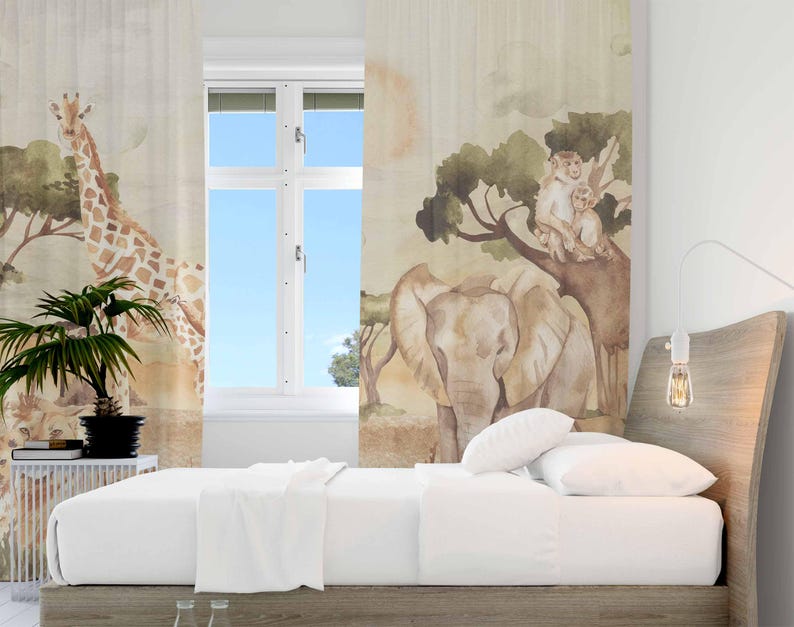 Mãe e bebê cortinas safari ani - Baby Nursery Curtains avaliação e preço