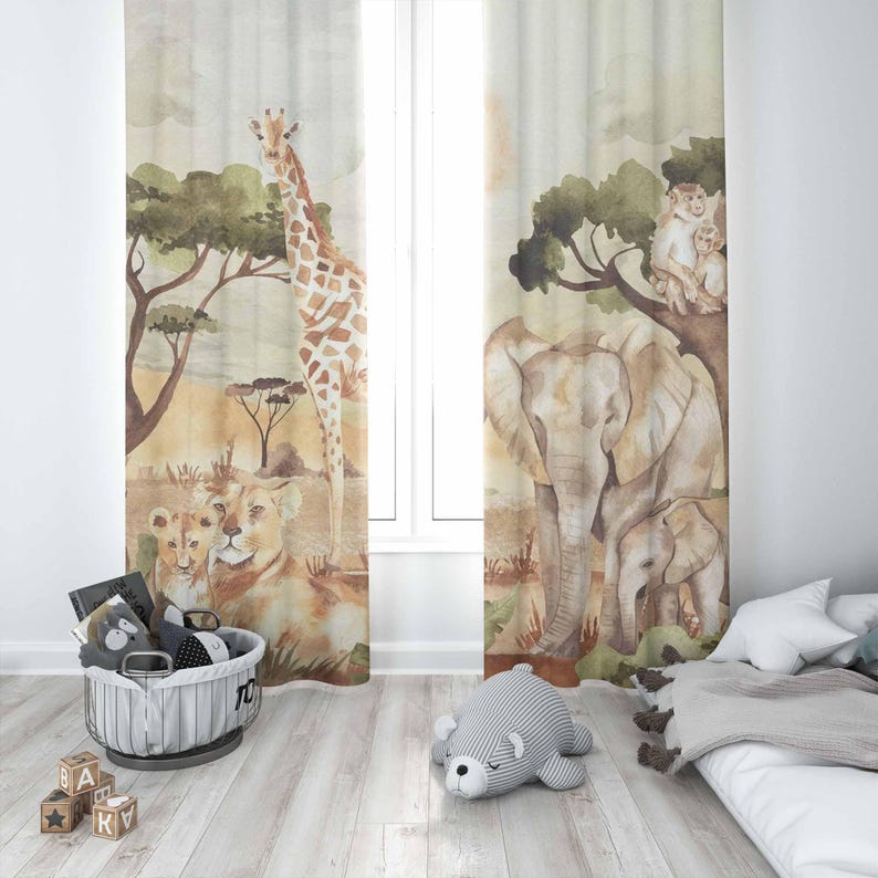 Mãe e bebê cortinas safari ani - Baby Nursery Curtains avaliação e preço