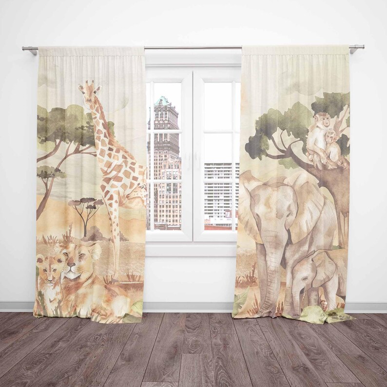 Mãe e bebê cortinas safari ani - Baby Nursery Curtains avaliação e preço
