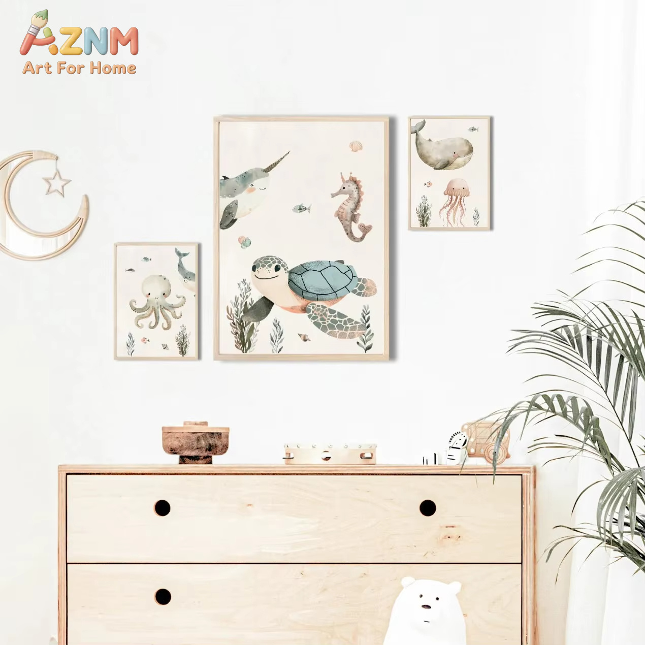 AZNM Quadro de Parede em Tela  - Baby Nursery Animal Prints avaliação e preço