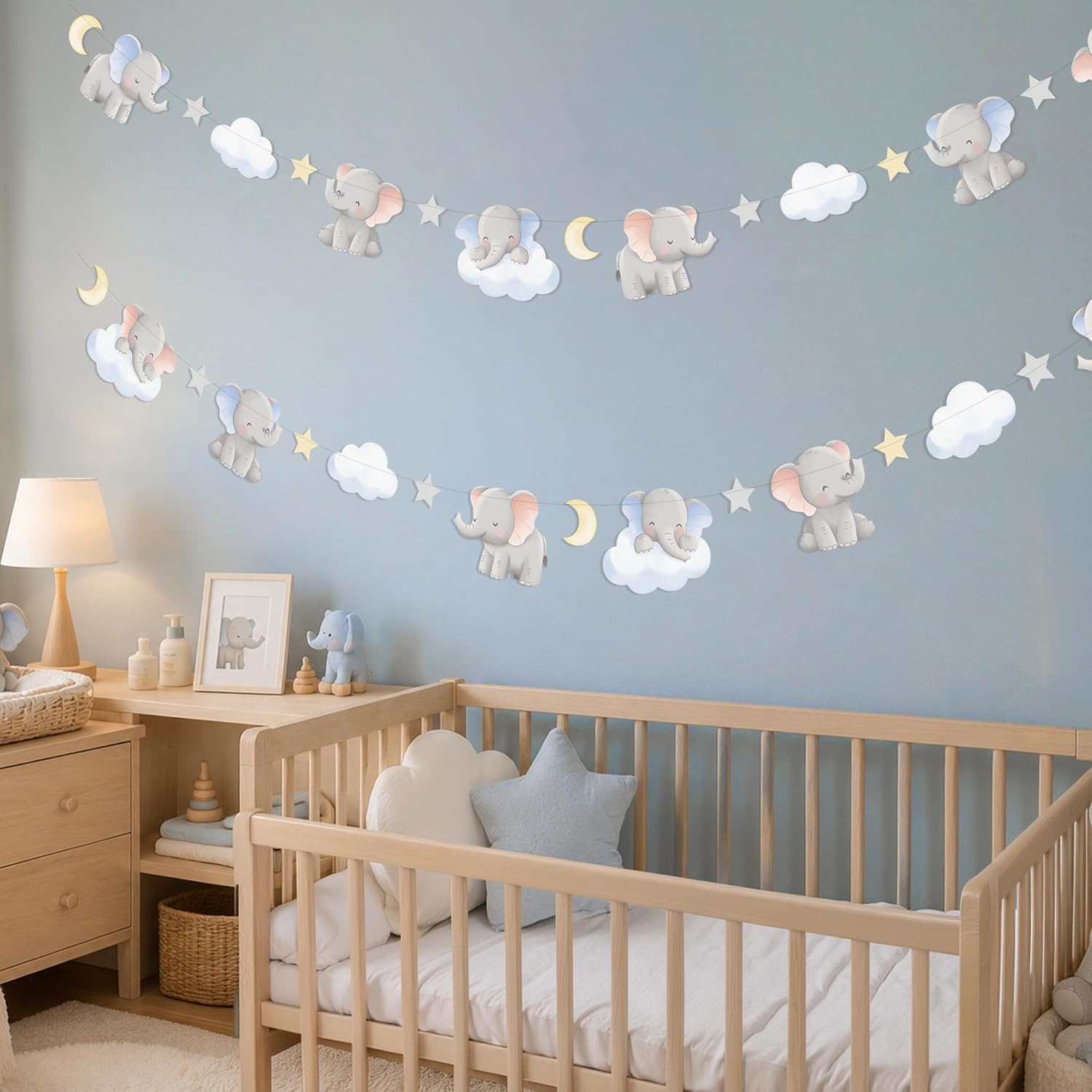 2 Peças de Guirlanda de Elefan - Baby Nursery Garland avaliação e preço