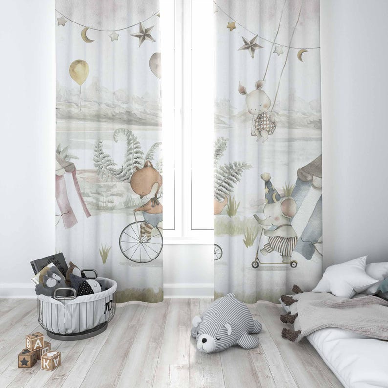 Cortinas de animais de circo,  - Baby Nursery Curtains avaliação e preço