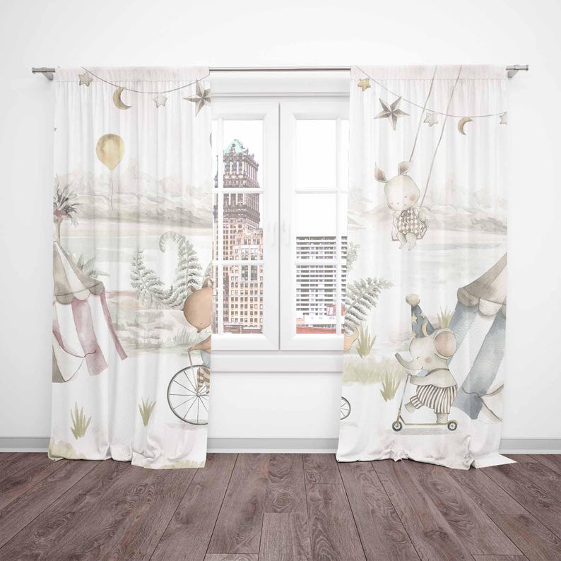 Cortinas de animais de circo,  - Baby Nursery Curtains avaliação e preço