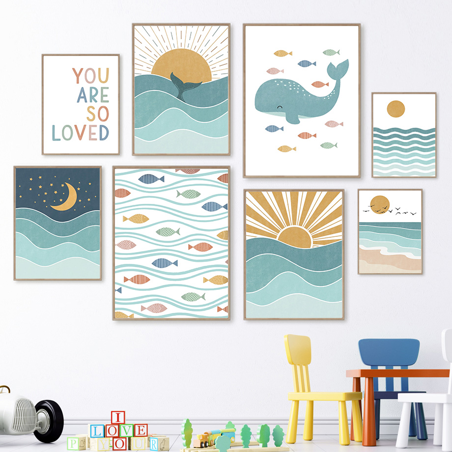 Pintura em tela 2D: Peixe, Bal - Baby Boy Nursery Quotes avaliação e preço