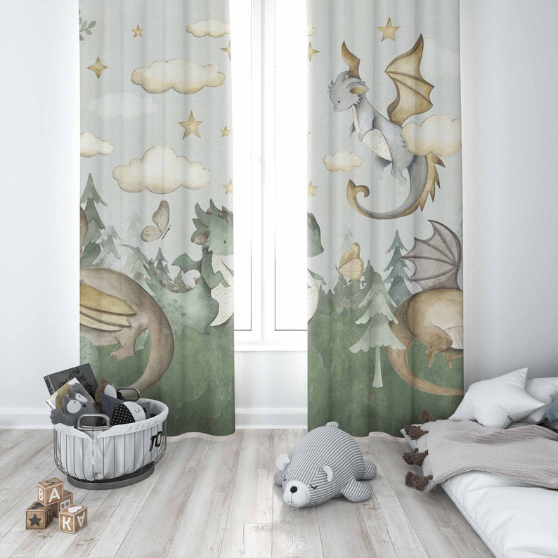 Pequeno dragão berçário cortin - Baby Nursery Curtains avaliação e preço