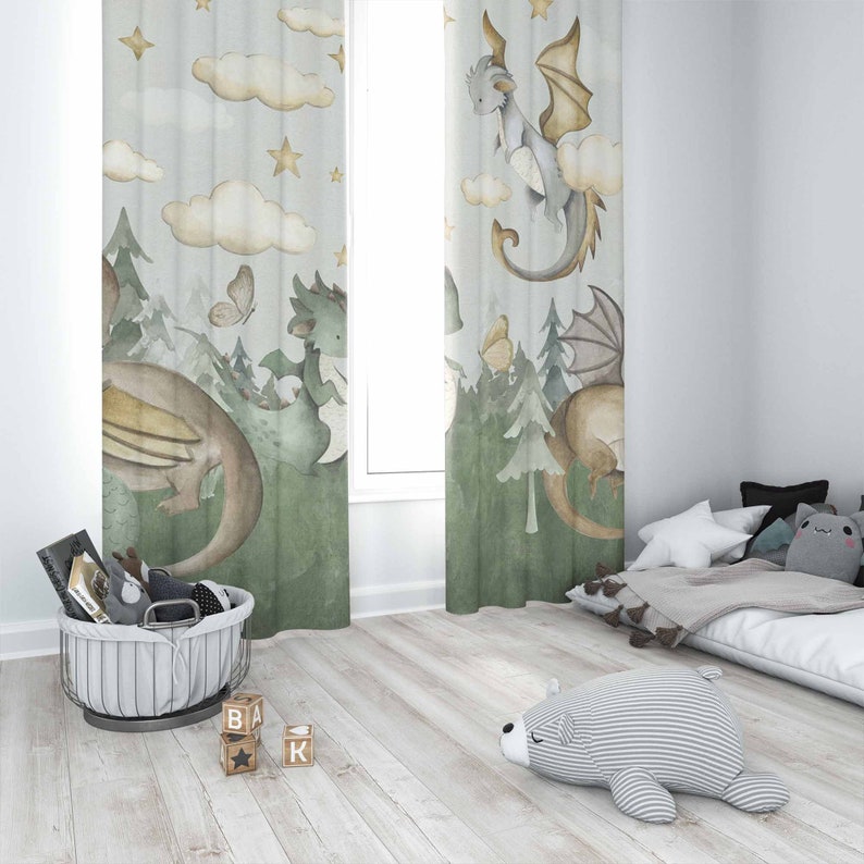 Pequeno dragão berçário cortin - Baby Nursery Curtains avaliação e preço