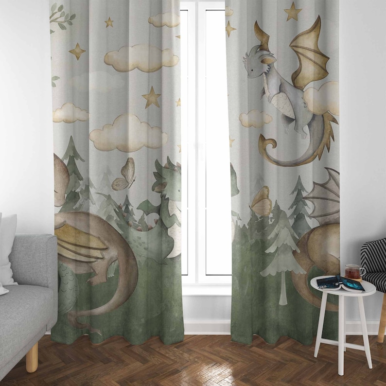 Pequeno dragão berçário cortin - Baby Nursery Curtains avaliação e preço
