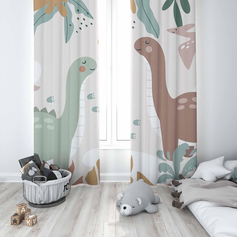 Cortinas de dinossauro para be - Baby Nursery Curtains avaliação e preço