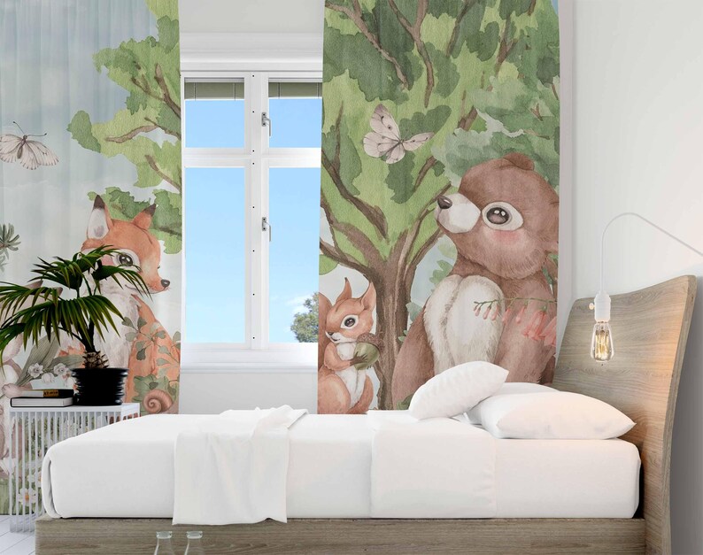 Cortinas de animais da florest - Baby Nursery Curtains avaliação e preço