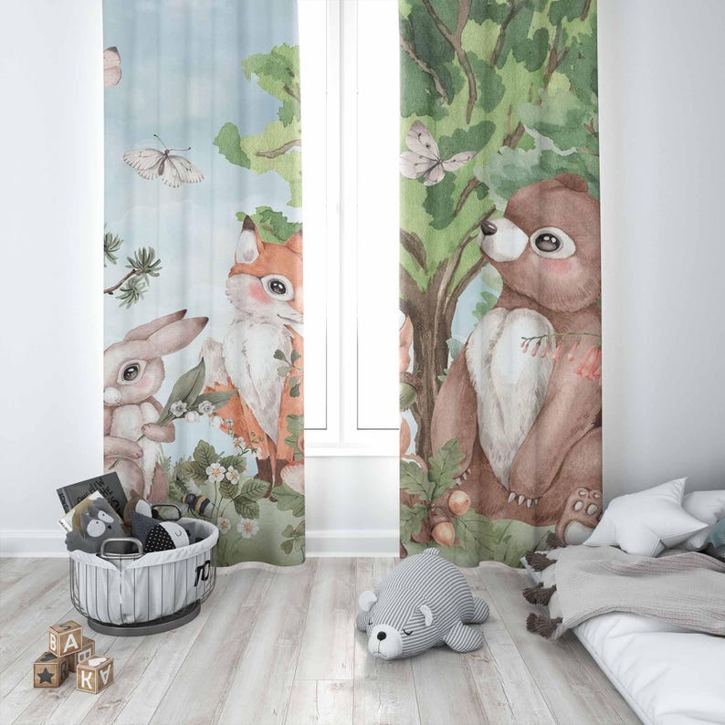 Cortinas de animais da florest - Baby Nursery Curtains avaliação e preço