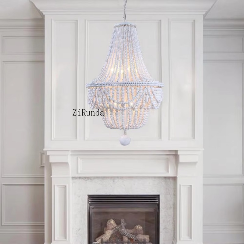 Lustre de Madeira com Contas,  - Baby Nursery Chandelier avaliação e preço