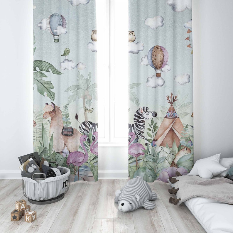 Safari animais festa berçário  - Baby Nursery Curtains avaliação e preço