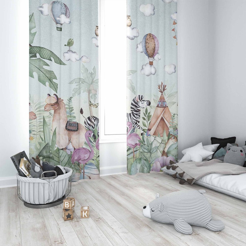 Safari animais festa berçário  - Baby Nursery Curtains avaliação e preço